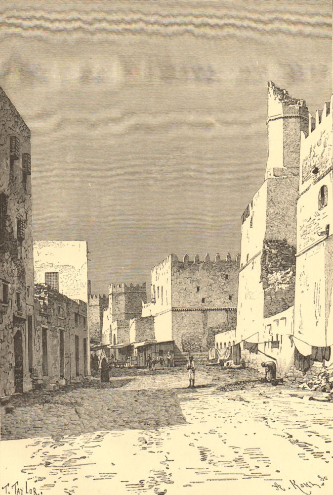 Sfax - View taken in the Leonec Street. Tunisia 1885 old antique print picture